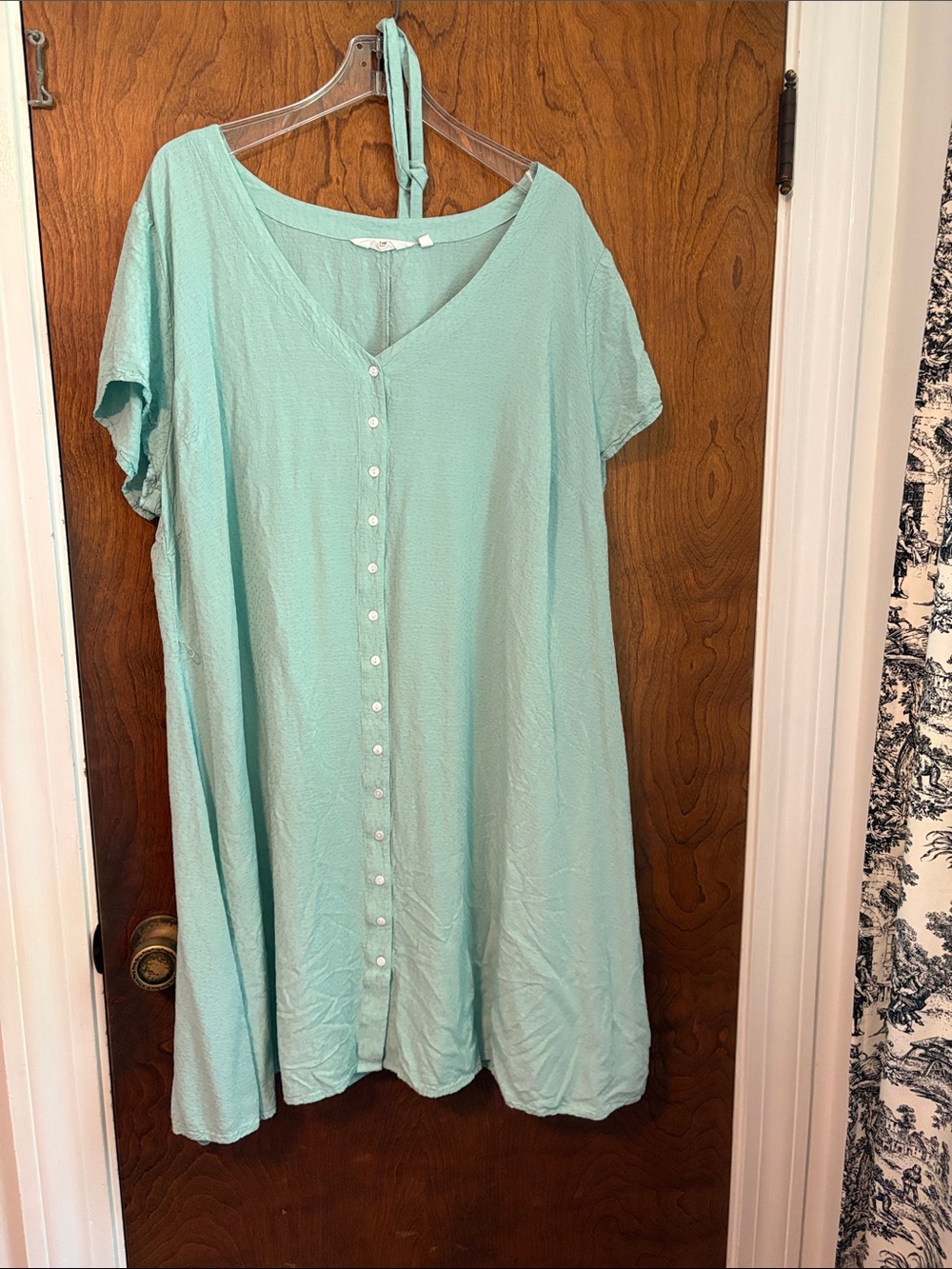 Candace Cameron Bure Aqua Button-Front V-Neck Tunic
